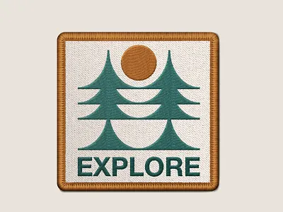 Explore Patch branding explore forest hiking icon logo nature patch pine trees sun trees