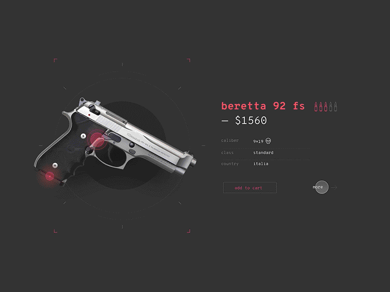 Gun Product Page animation buy card cyberpunk futuristic gun pistol shop war