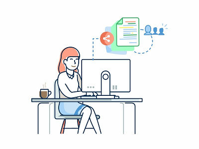 End User Creating character communication design creating document end user file illustration marketing design outline technology user experience