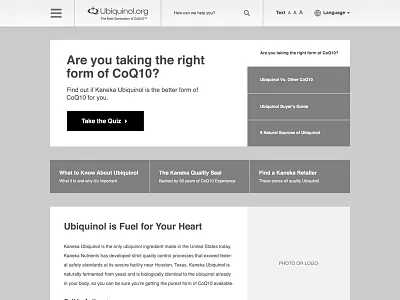 Wireframe for a nutritional supplement manufacturer desktop ui user interface ux website wire wireframe