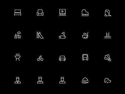 Amenity Icons Reloaded amenity concierge entertainment housing icons line maintenance parking public transport real estate sports stroke