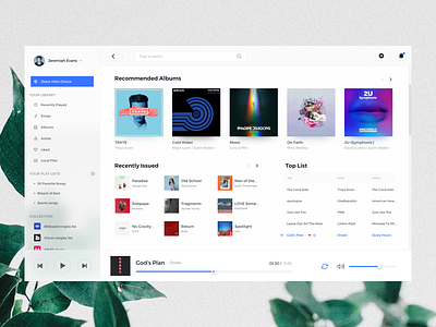 Music Player Client client fluent design grid music player typography ui web
