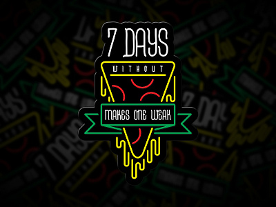 Sticker Mule Pizza Playoff badge cheese cheesy food lines neon sign pepperoni pizza pun slice sticker mule typography