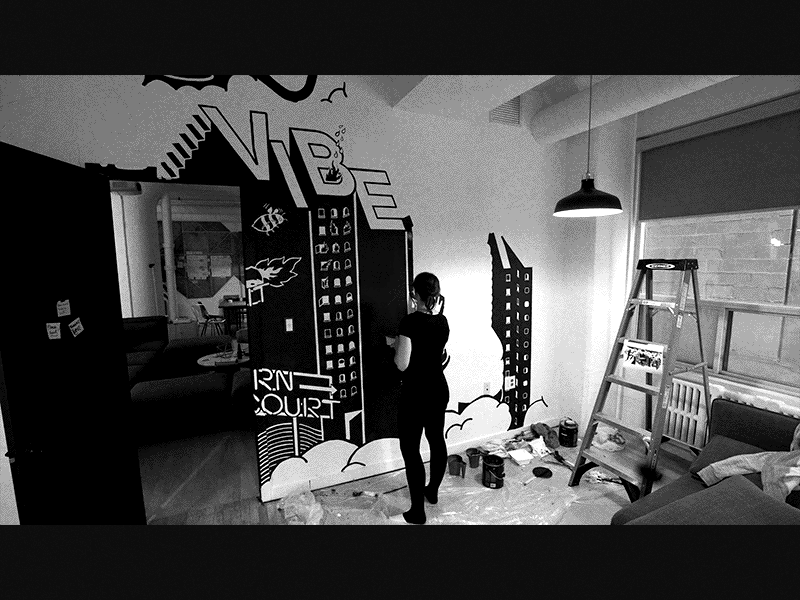Good Vibes Only agency black and white city company culture cute butt illustration illustrator jam3 mural toronto typography vibes