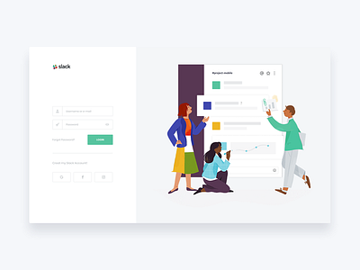 Slack Login Idea app button clean design form icons illustration landing light login logo minimal page password signin signup slack ui ux widget