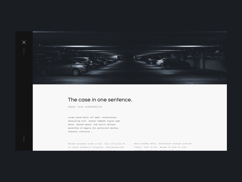 The Dark Shot animation dark minimalistic portfolio ui