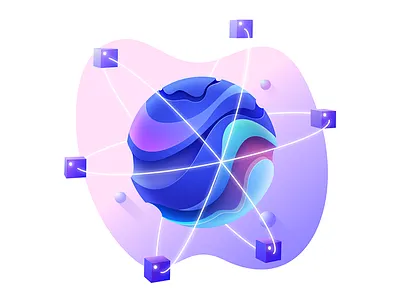 Icon illustration #1 abstract affinity bitcoin blockchain cryptocurrency cube design globe gradient network server sphere