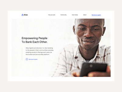 atlas landing animation animation banking fintech landing lp minimal modern page web webdesign