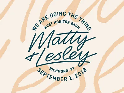 Matty & Lesley Wedding Badge badge lettering lockup paint stamp texture type wedding