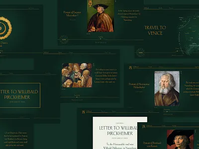 Check some new mockups from Albrecht Durer Timeline project! history letter map timeline