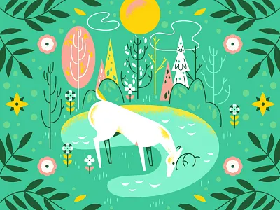 Oh Deer deer flower flowers gift illustration modern pink spring