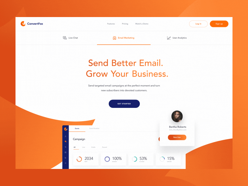 ConvertFox - Features Pages chat clean design features landingpage support user experience ux web website