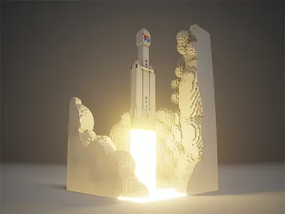 Falcon Heavy 8bit falconheavy magicavoxel pixelart space spacex voxel
