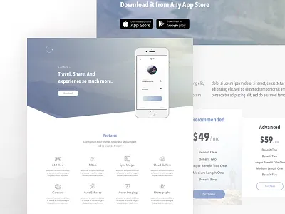 App Pricing Page app design gradient interface landing page leadpages pattern template ui ux web design