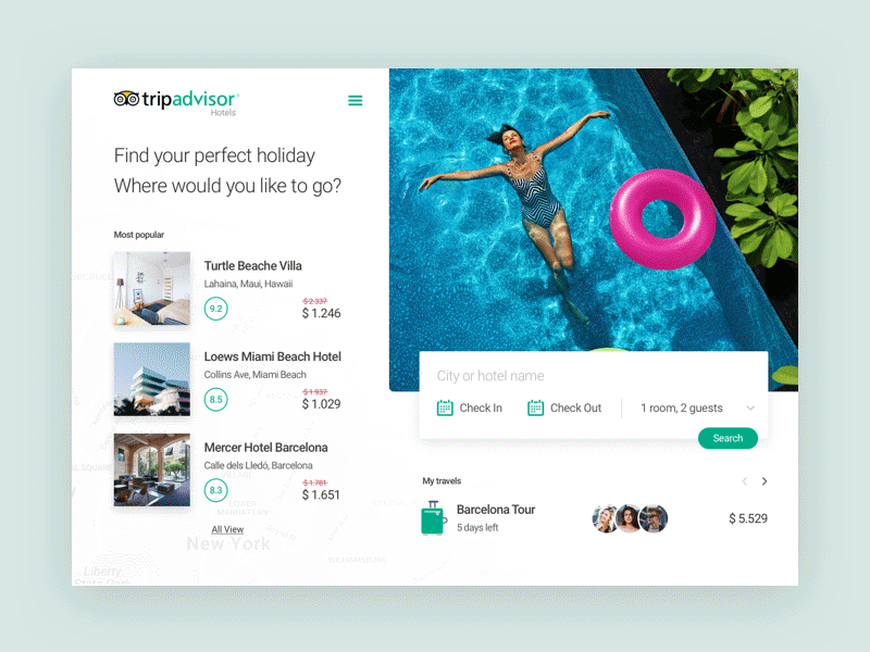 TripAdvisor Redesign booking hotel menu redesign reservation tripadvisor ui ui design website