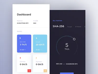 Cloud Mining UI bitcoin cloud cryptocurrency cuberto dashboard icons interface mining sketch ui ux
