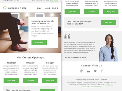 SmashFly Email Job Listing Template #1 agency design email green html job listings jobs minimal newsletter template web