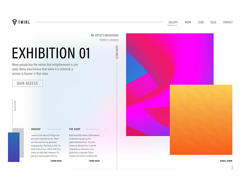Twirl - art gallery website abstract animation art gallery illustrator principle sketch