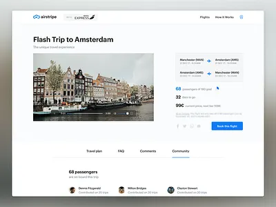 Airstripe - Flight Page app blue cards desktop graphik interface significa travel ui web white