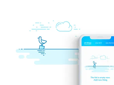 Empty list graphic empty list empty screen illustration seagull ui