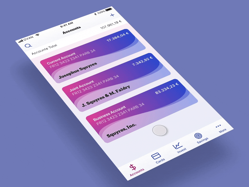 New bank app flow, v3. animation flinto iphone prototype sketch ui