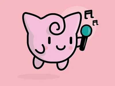 Jiggggggglypuff character illustration jigglypuff love music pink pokemon vector