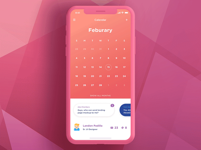 Calendar & Task Management alert app calendar clean contact date list message mobile share table task management