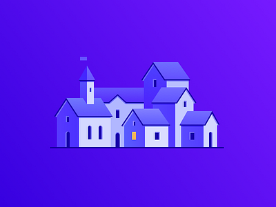 Dawn building city dawn home house illustration night town