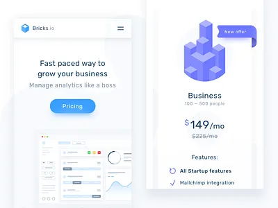 📊 Bricks.io landing page - mobile bright chart illustration landing light mobile page site statistics web