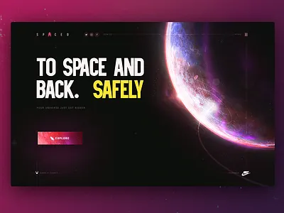 S P A C E D app branding dark homepage logo space spaced spacedchallenge travel ui ux