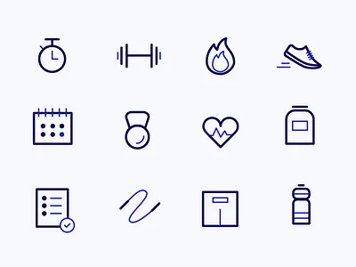 Fitness Icon Set calories excercise fitness fitness app healthy icons set stroke icons