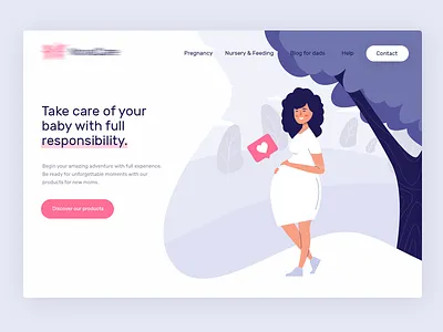 Illustration - Young Mother Concept baby design environment illustration kid modern mother park pregnancy ui web design