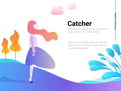 Catcher of Future girl illustration landing monument page valley web