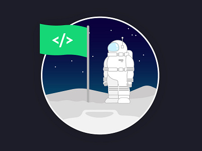 Code Astronaut - Quick vector drawing astronaut character code dark developer hiring moon space spaceman