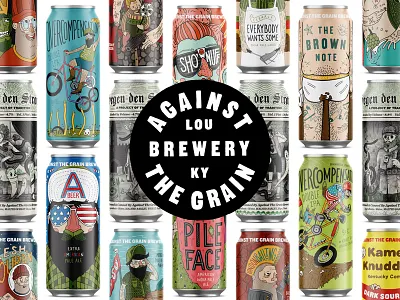 Against the Grain Beer Cans 16oz beer beer can beer label branding character illustration logo louisville package design packaging robby davis