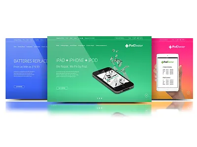 iPod Doctor colourful e commerce home page ipod doctor landing page ux web design