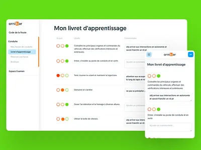 Livret d'apprentissage, Kitt : Ornikar Design System design system feedback form gamification progress style guide ui kit