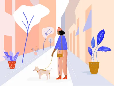 Barcelona barcelona dog february girl leaf plants spring trees walking winter