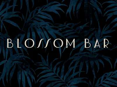 Blossom Bar branding coaster design cocktail collateral design creative agency glassware laser etched menu design pattern restaurant branding signage tropical