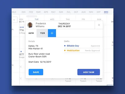 Scheduling Modal Snapshot field services scheduling ui design