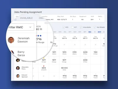 Schedule field services schedule table ui design