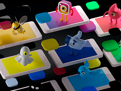 APPS c4d character fb instagram octane render social