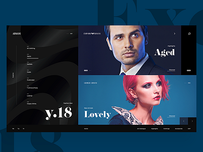 Armani Y.18 block design fashion interaction landing layout minimal modular mondrianism template typography ui
