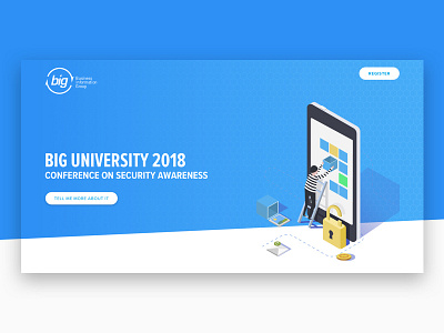 Cyber Security Landing Page gradient hero illustration isometric landing page website