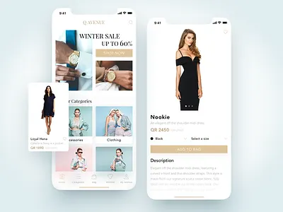 Q Avenue Ecommerce App clean minimal minimalistic clothing clean design ecommerce e commerce fashion luxury mobile ios app product categories card shop estore eshop