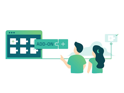 Add On add on app branded asset characters configuration deployment design documents illustrations interface login mobile