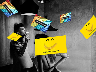 Free Condoms Card banana boy card condom deck girl helvetica playfull rainbow sex simple yellow