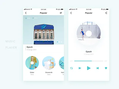music player app color ios music player sketch ui