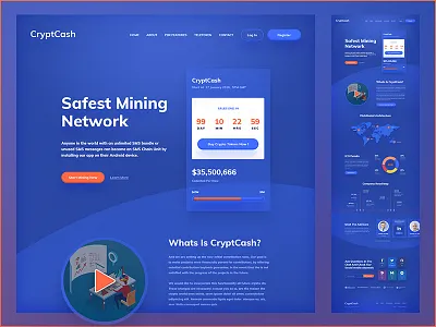 CryptCash Cryptocurrency website design bitcoin blockchain btc crypto cryptocurrency eth ethereum ico landing market mining uiux