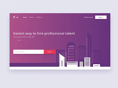 Hero shot architecture gradient landing page ui ux
